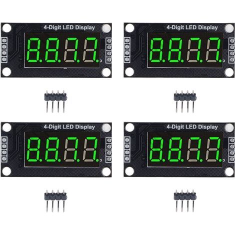 4 Sets Digital Tube Display Module LED 4 Digit 7 Segment 0.36in TM1637 Drive Chip Green MRA110E (1/5)