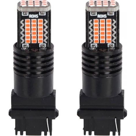 2 Pezzi LED 3157 T25 P27/W 54mm Lampade Auto Camion 12V 24V Canbus 48 SMD 2016 300lm 3.5W Mono Filamento Giallo Ambra