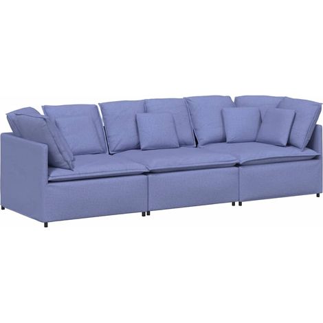 vidaXL Divano Modulare con Cuscini in Tessuto Jeans Blu (1/5)