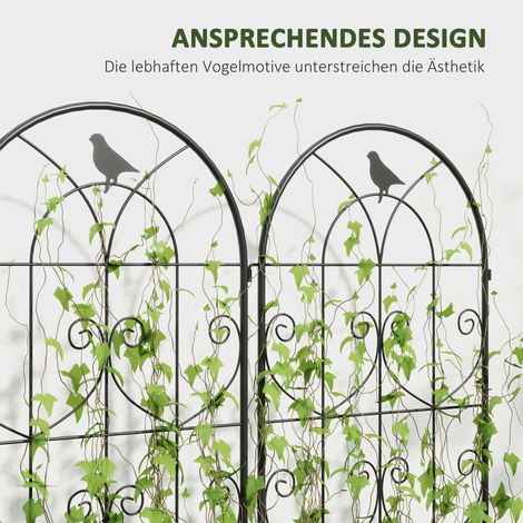 Ensemble treillis métallique 2 coller en acier inoxydable Aide à grimper oiseau plantes grimpantes - Dimensions: 50x150 cm - Couleur: Noir