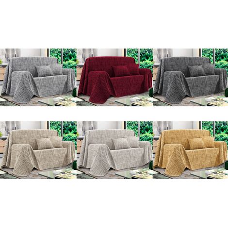Telo Arredo Copridivano Multiuso Copritutto Misto Cotone Modello Multirighe, misura300x260coloreCarbone (1/5)