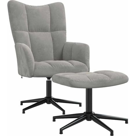Maison Exclusive - Relaxsessel mit Hocker Hellgrau Samt (1/5)