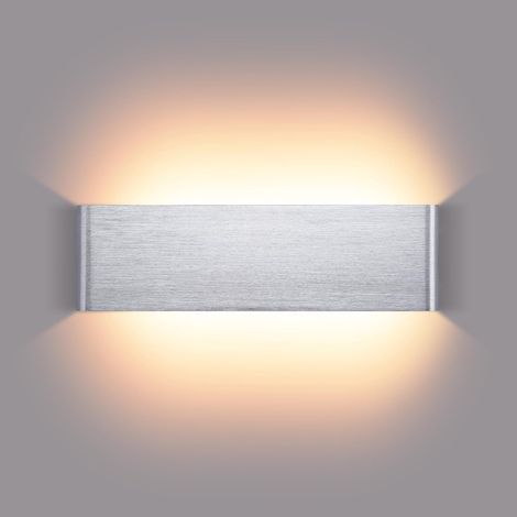 Aplique de pared LED para interior de 16 W, moderno aplique de pared de 32 cm con foco vertical, rectangular de aluminio, blanco cálido 3000 K, para salón, dormitorio, escalera y pasillo, color platea (1/5)