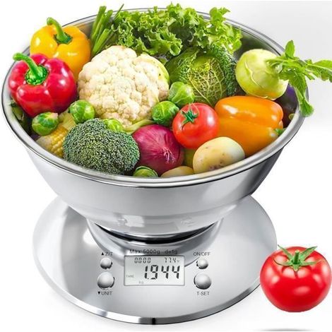 MTEVOTX Balance de Cuisine Numérique Poids Grammes et Oz, Balance de cuisine numérique professionnelle en acier inoxydable avec bol (1/4)