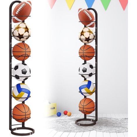 Support de Rangement pour Ballons - 6 Niveaux - Acier Robuste - Organisation Verticale Sportive - Pour Maison et Gymnase - Noir (1/5)