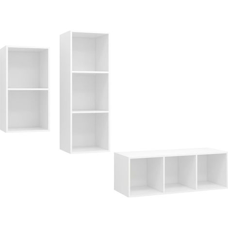 Maison Exclusive - Set Mobili Porta TV 3 pz Bianco in Legno Multistrato