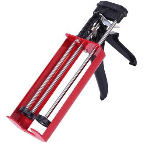 Pistolet à calfeutrer à double cartouche pour double composant (rapport de mélange 1:1) jusqu'à 400 ml Pistolet applicateur manuel pour adhésifs, mastics et époxy, rouge (1/4)