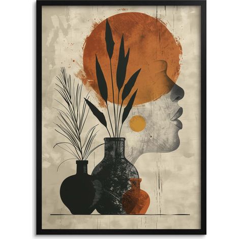 Affiche beige, art mural moderne, graphique, pour bureau, salon, femme