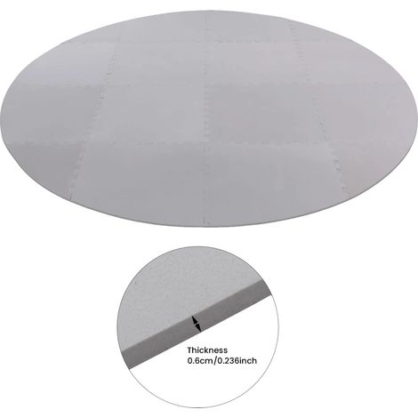Alfombrilla de baño circular con diseño de hidromasaje, material EVA, diseño entrelazado, gris claro. (1/2)