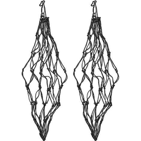 Lot de 2 filets à foin pour chevaux au pâturage, sacs à foin suspendus, pochettes à foin multifonctions, accessoire pour le foin (1/4)