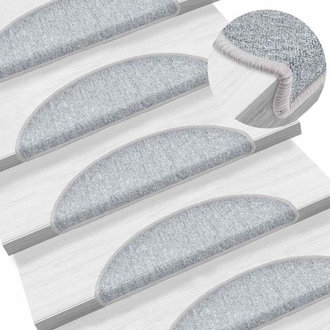 Tappetini per scale 15 pz 56 x 17 x 3 cm Non-Slip Grigio Chiaro vidaXL