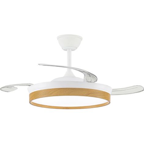 Ventilador de techo LED “Paneco” regulable con control remoto (45W 3CCT 4400lm) IP20 Ø106cm color blanco y haya (1/5)