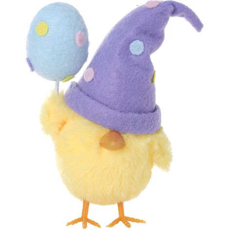 Niedliche Osterdekoration, entzückende Kükenfigur in Form eines Ostereis, festliches Geschenk (lila) (1/2)