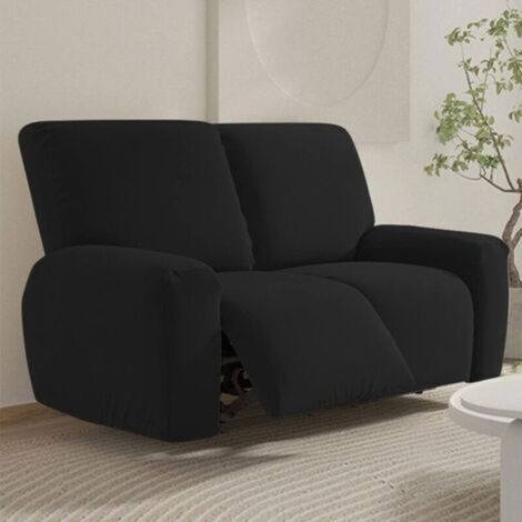 Dehnbarer Bezug für 2-Sitzer-Relaxsessel, elektrischer Relaxsesselbezug mit Tasche, waschbarer 6-teiliger Schutz für Relaxsofas (schwarz) (1/5)