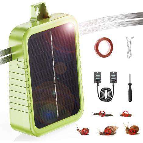 Anti-Slug Electric Fence Kit, Solar Panel 2W and Built-in 2.4Ah Lithium Battery, Protective Device with 12m Fence Strip and Anti-Slug Accessories, for Gardens Protection (1/5)