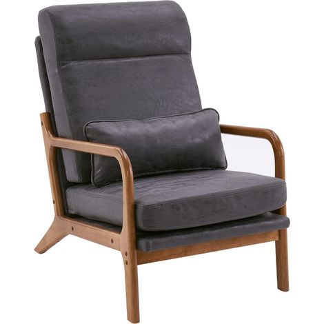 Loungesessel mit Armlehnen, Mid-Century-Stil, dunkelgrau (1/5)