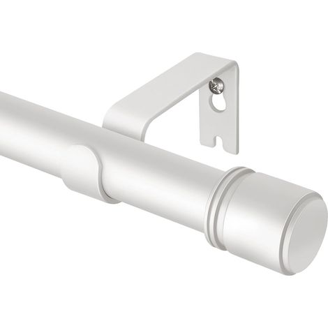 Tringle à Rideaux Blanc 80-305 cm, Tringle Rideau Extensible de 25 mm pour Rideaux à œillets, Tringle à Rideaux Réglable pour Fenêtres avec Embouts, Supports (1/5)