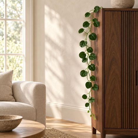 160cm Artificial Round Pilea Leaf Garland Hanging Decoration (1/5)