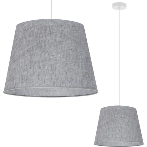 LÁMPARA COLGANTE, CONO DE LINO, BLANCO, 1 PLANA, PANTALLA GRIS L04 38CM