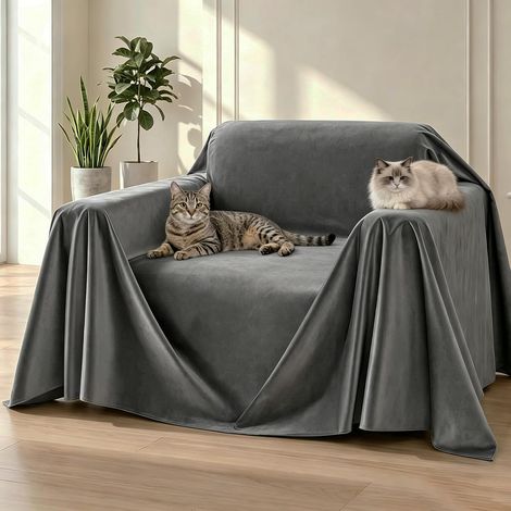 Housse de Canapé 1 Place, Anti Griffe Chat Canapé Gris, 230X180cm (1/5)