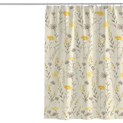 Shower curtain with a plant and flower pattern, 100 x 200 cm, thick, mildew-resistant polyester fabric, ideal for bathroom decoration, waterproof, with hooks, machine washable and durable (1/4)