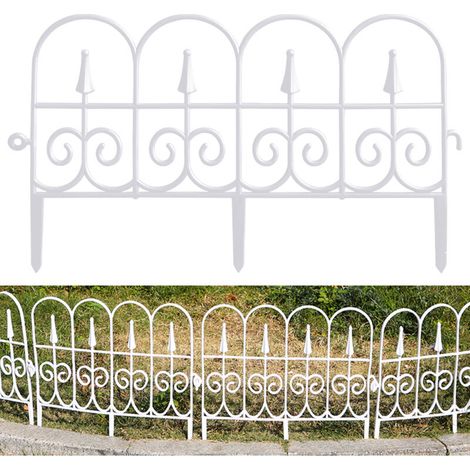 Lot de 6 piquets décoratifs pour clôture de jardin en plastique antirouille, pour bordures de pelouse, massifs de fleurs et autres plantes. Aménagement paysager de jardin et terrasse.