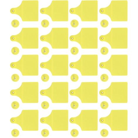 Étiquettes pour Oreilles d'Animaux Livestock Identification 10x7.6cm PP Jaune 20 Sets pour Bétail Porcs Ferme (1/4)