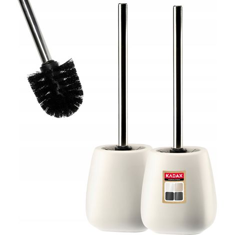 KADAX WC-Bürste und Behälter, Toilettenbürste, aus Keramik, Weiß, 2 Stück