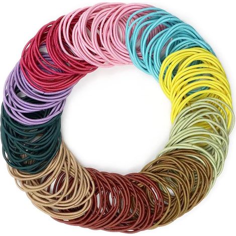 Elastique Cheveux, Lot de 200 Pièces Chouchous Cheveux Femme, 2.5mm Sans Métal élastiques Cheveux pour Femmes et Fille, Dix Couleurs (1/5)