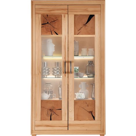 Vitrine 110cm, Kernbuche massiv geölt, montiert, WINNIPEG-69 (1/5)