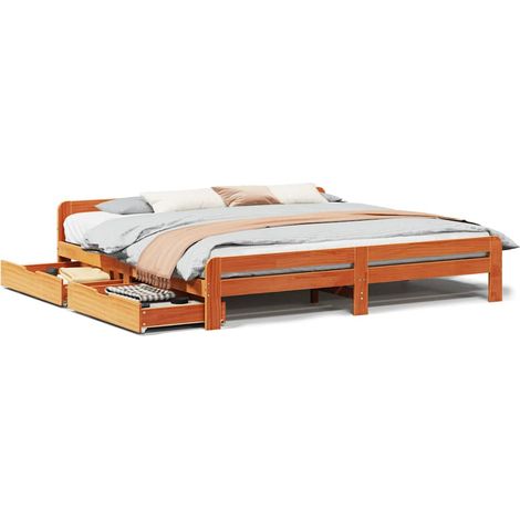 Maison Exclusive - Massivholzbett ohne Matratze Wachsbraun 180x20 (1/5)