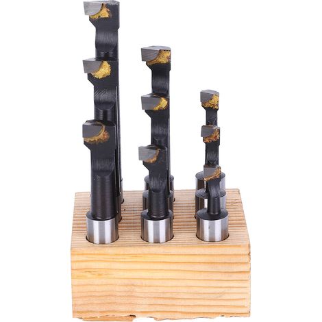 Ensemble de 9 barres d'alésage 1/2" en acier rapide pour tour CNC, type F1, avec support de rangement (1/5)