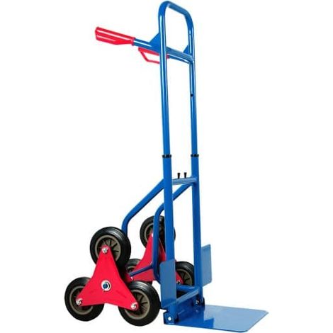 Chariot diable 3 roues bleu avec charge de 200 kg et plateau pliable (1/5)