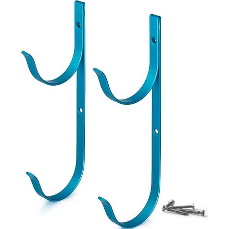 Ensemble de deux supports de qualité supérieure en alliage d'aluminium bleu, adaptés aux perches télescopiques, écumeurs, râteaux, filets, brosses, raclettes, outils de jardinage et accessoires de pis (1/2)
