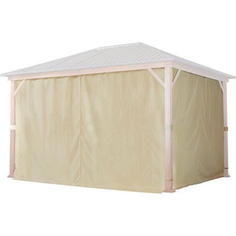 TOOLPORT 4 Seitenteile für Gartenpavillon Forest Superior 3x4 m - Polyester ca. 180 g/m² - mit Reißverschluss - champagner (1/5)