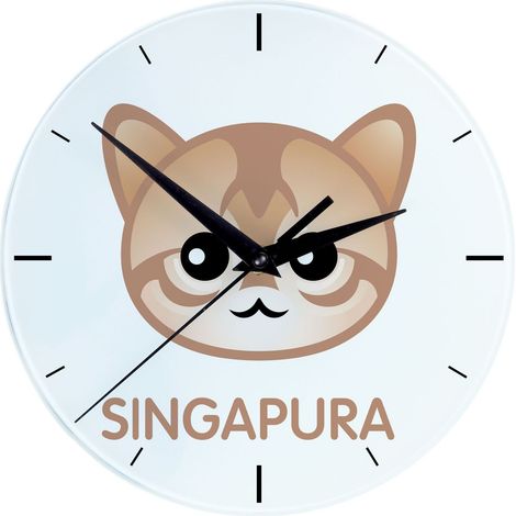 Singapura - Horloge en MDF ornée de graphismes et d'une inscription par Art-Dog (1/4)