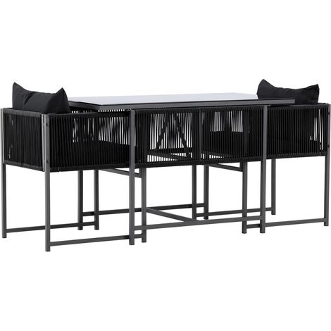 Ensemble Table de Jardin & 2 Chaises "Noto" 120cm Noir
