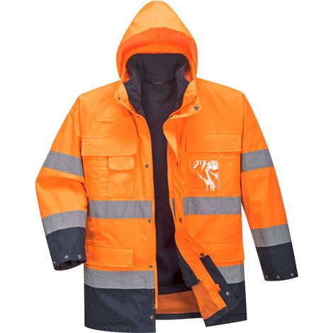 Chaqueta impermeable Lite 3 en 1 de A.V bicolor tejido Oxford 150D tapeta antiaguaceros S162 L Naranja flúor / Azul marino