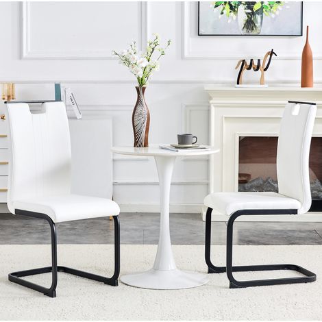 Sedia moderna in PU bianco con schienale ergonomico e piedini antiscivolo,52×40.5×98cm (1/5)