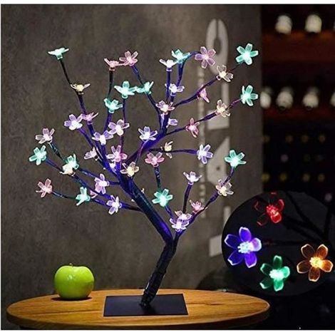 Arbre Lumineux LED 48LED Lampe Fleurs de Cerisier 45 cm Lumière d\'Arbre Pour la Décoration Intérieure Lumière color (1/4)
