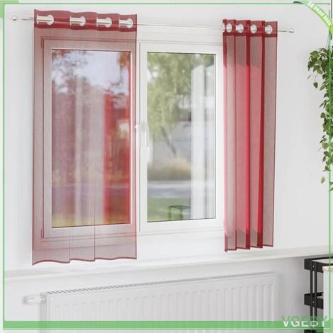 4102155 Rideaux en voile avec illets 2 pcs rouge bordeaux (1/5)