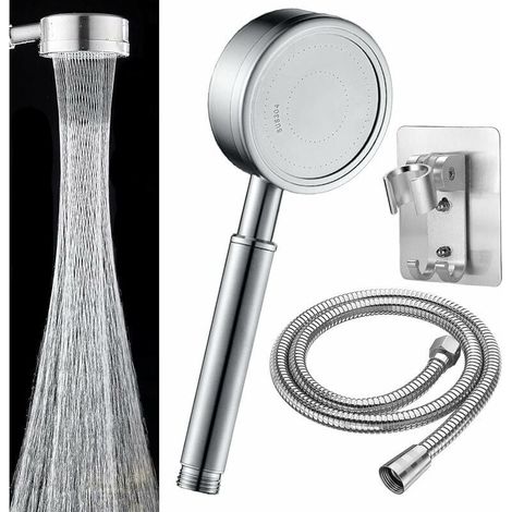 Ensemble de douche en acier inoxydable avec support de douche, tuyau de douche de 1,5 m, pomme de douche avec filtre à eau，pommeau de douche，pommeau de douche economie deau，pomme de douche (1/4)