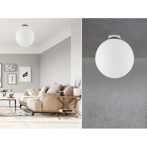 Kleine LED Deckenleuchte 1 flammig Glaskugel Weiß satiniert, Ø 15cm (1/5)
