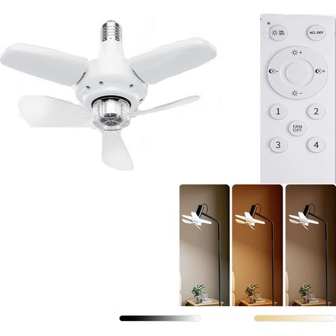 Ventilateur de plafond pliable à 3 pales avec lumière et télécommande, ventilateur silencieux à 96 LED à intensité variable, 4 vitesses (1/5)