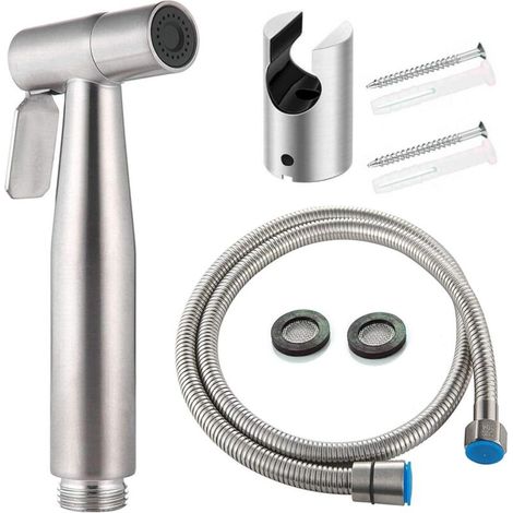 VURAHOME - Kit Bidet Wc Avec Douchette - Pulverisateur Bidet A Main- Pomme De Douche Toilette Avec Tuyau + Support En Inox + 2 Joint (1/5)