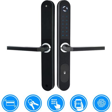 Cerradura inteligente y delgada para puertas corredizas de vidrio, cerradura digital Bluetooth con huella dactilar.