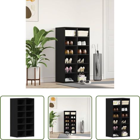 vidaXL Holzschuhregal - Schuhregal Schwarz Eichen-Optik 54x34x100,5 cm Holzwerkstoff (1/5)