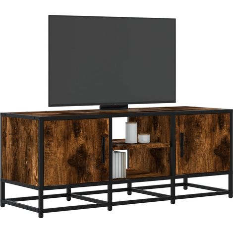 Mobile TV multimediale scaffale per televisione televisione buffet sala da pranzo soggiorno camera da letto rovere affumicato 100 x 35 x 41 cm derivati del legno e metallo marrone 020027268