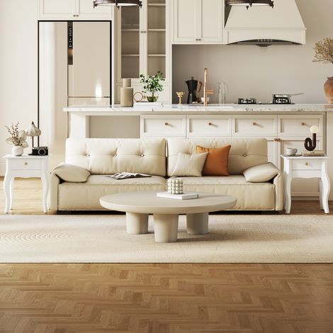 Lot de 2 tables d'appoint. bout de canapé avec pieds courbés. table basse pour salon. chambre. 45 x 35 x 55 cm. blanc
