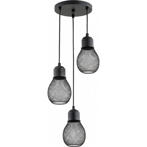 Suspension indus noire grillagée 3xE14 PIKOLO Alfa (1/2)